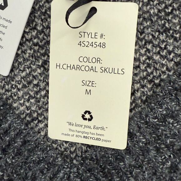 Hippie Rose Charcoal Skull V-Neck Cropped Sweater Size Medium - Picture 5 of 9